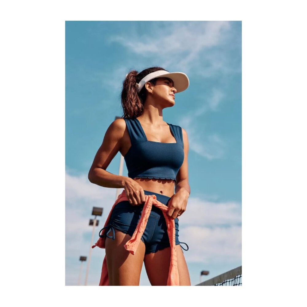 FP Movement Feminine Set - Navy Blue Girly Athletic Set - M top & L bottom